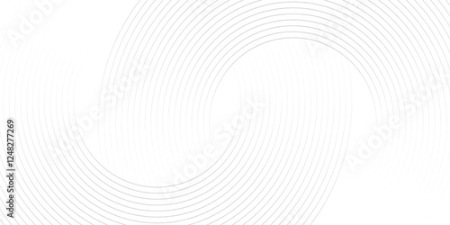 Grey abstract background with white circle lines. Geometric stripe line art design. Minimal lines pattern. Modern futuristic concept. Horizontal banner template. Suit for poster, cover, banner