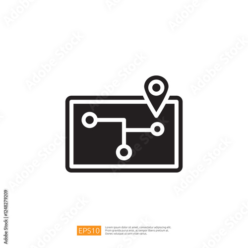 Travel Icon Representing Navigation with Map and Location Pin for Journey Planning and Trip Guidance