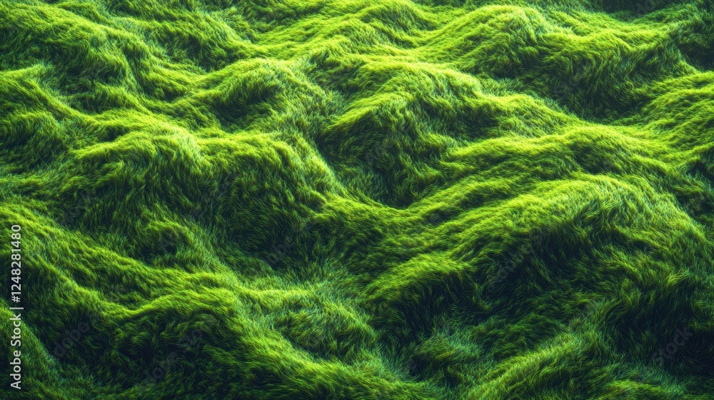 Lush Green Textured Surface with Waves of Vibrant Natural Ferns Lush Green Textured Surface with Waves of Vibrant Natural Ferns