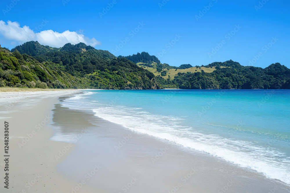 Pristine beach invites tranquility on this clear day Pristine beach invites tranquility on this clear day