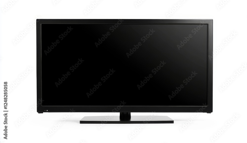 Black flat screen TV on white background, blank display, ready for content Black flat screen TV on white background, blank display, ready for content