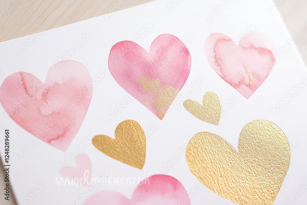 Obraz premium Watercolor hearts card expressing love and affection