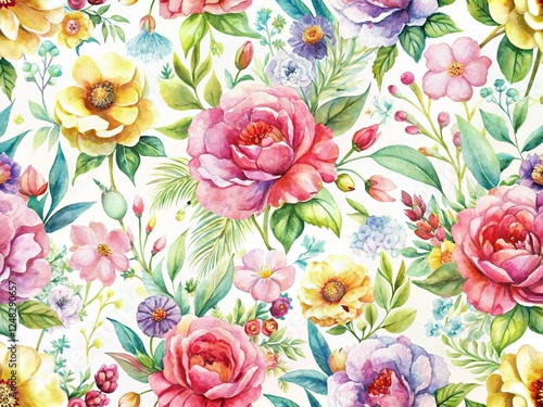 Wallpaper Mural Seamless Watercolor Flower Pattern: Vibrant Hand-Painted Floral Design for Textile & Fabric Prints Torontodigital.ca