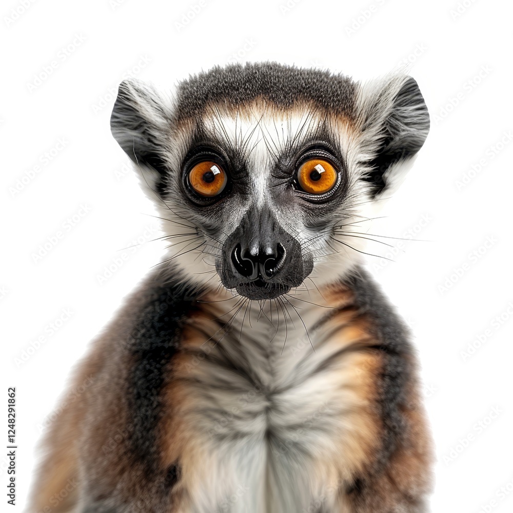 Fototapeta premium Isolated lemur on a white background a clean cutout of this unique primate species