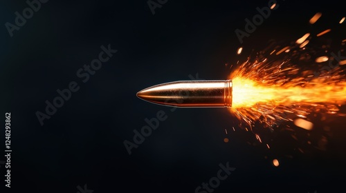 A bullet with flames shooting out of it soaring through a dark pit creating an intense visual effect