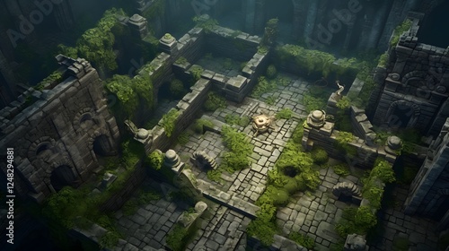 Captivating fantasy dungeon map featuring a complex maze like layout with hidden treasures and mysterious pathways perfect for adventure game roleplaying or digital art concepts photo