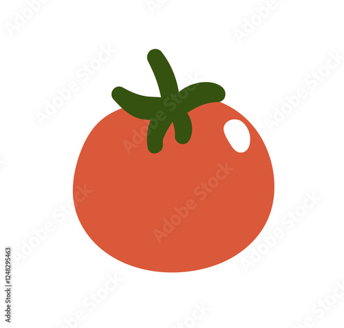 Fresh red tomato with green top. Healthy organic vegetable. Natural vitamin f...