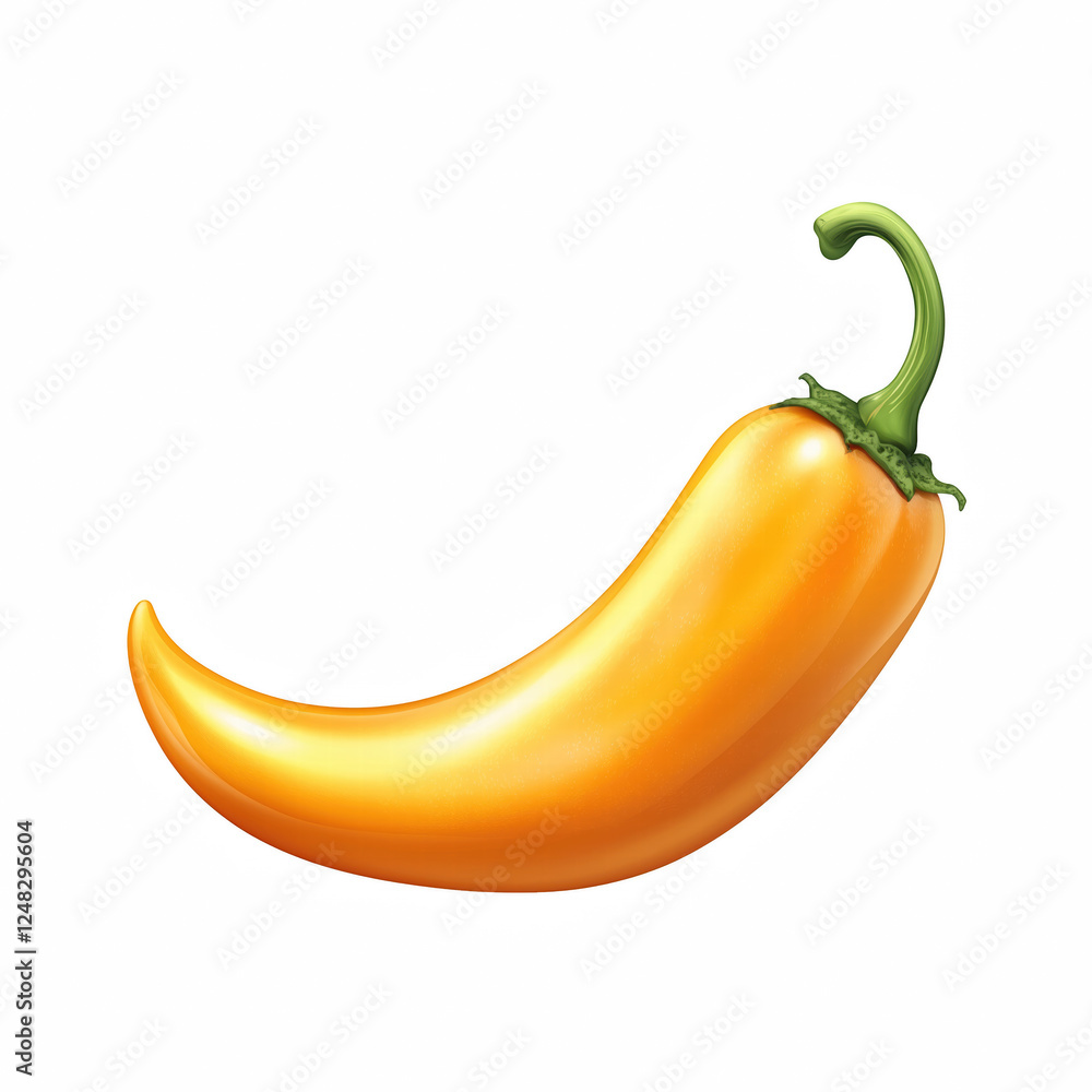 Realistic Yellow Chili Pepper with Glossy Surface and Green Stem Isolated on Transparent Background. Generative Ai. Realistic Yellow Chili Pepper with Glossy Surface and Green Stem Isolated on Transparent Background. Generative Ai.