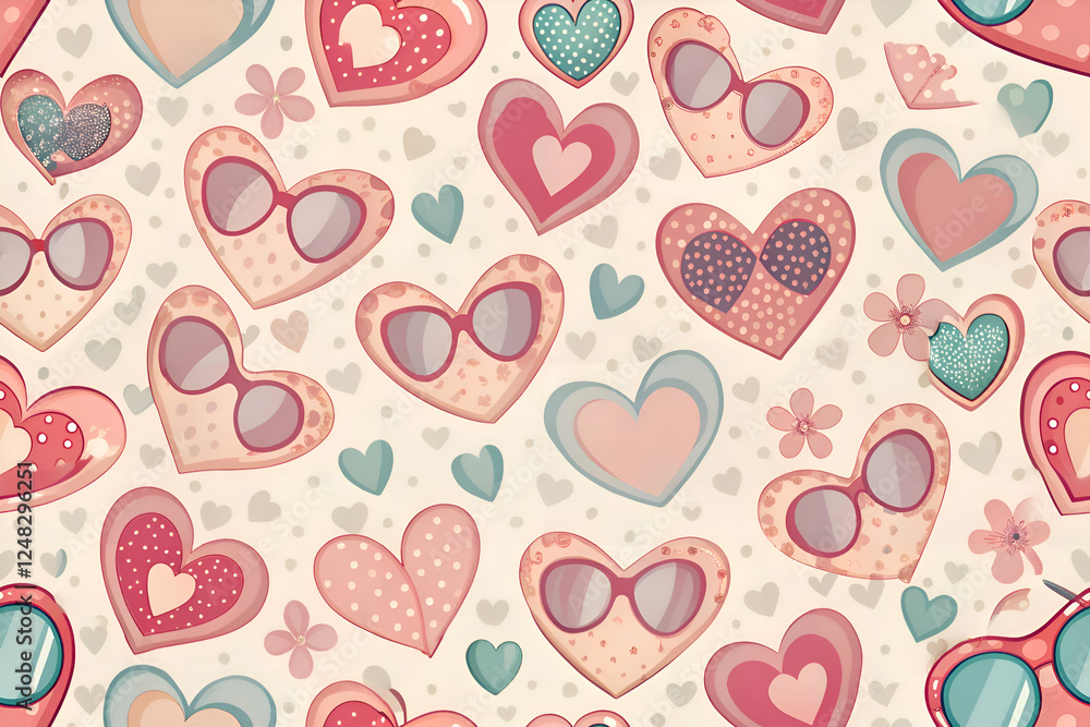 Charming hearts with sunglasses. Charming hearts with sunglasses.