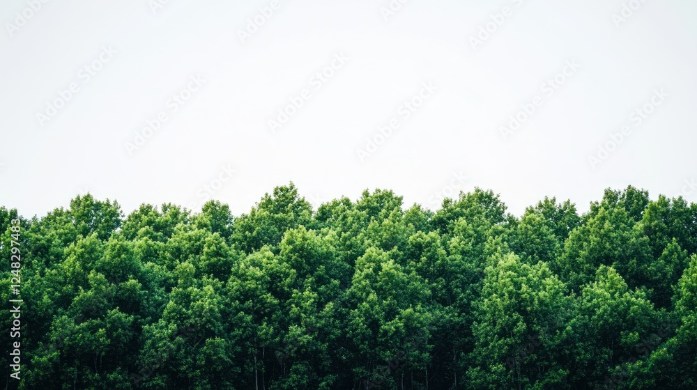Lush green forest canopy against a bright sky; nature background Lush green forest canopy against a bright sky; nature background