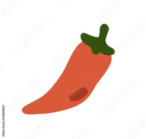 Chili pepper, hot spicy vegetable. Red paprika. Fiery chilli, natural fresh vitamin nutrition, seasoning. Culinary ingredient icon. Flat graphic vector illustration isolated on white background