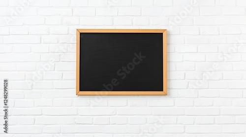 Wallpaper Mural Empty blackboard framed in wood against a white brick wall, ideal for educational settings Torontodigital.ca