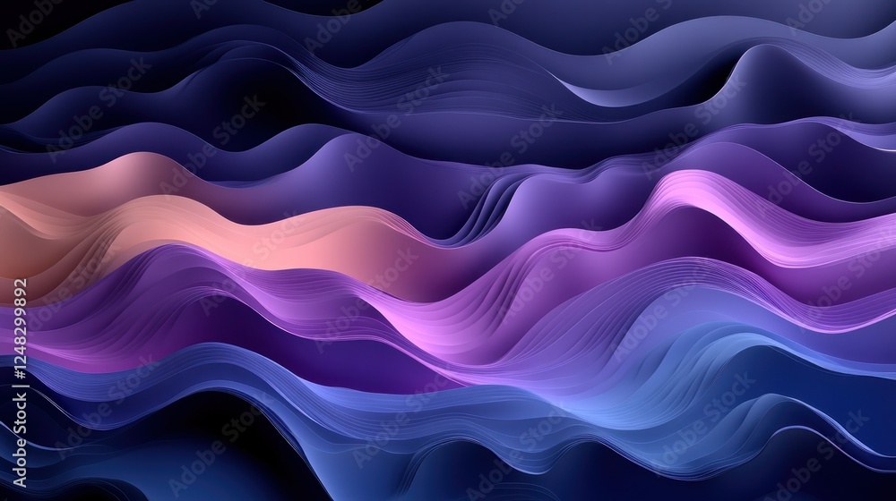 Fototapeta premium Abstract purple waves digital art background design