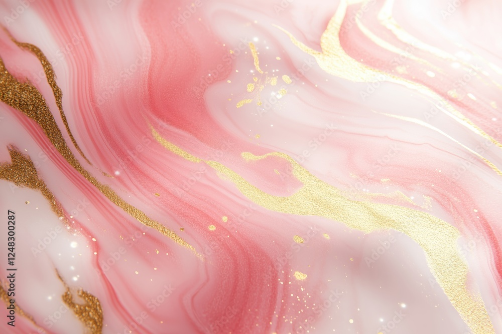 Fototapeta premium Soft pink marble with gentle white and gold streaks on an isolated white background creating a luxurious backdrop