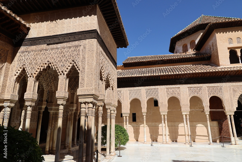 The Court of the Lions in the Alhambra, Granada, Andalusia, Spain The Court of the Lions in the Alhambra, Granada, Andalusia, Spain