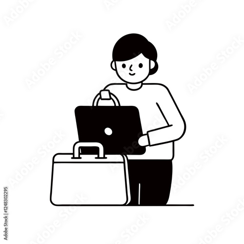 A person packing a laptop bag for a hybrid workday