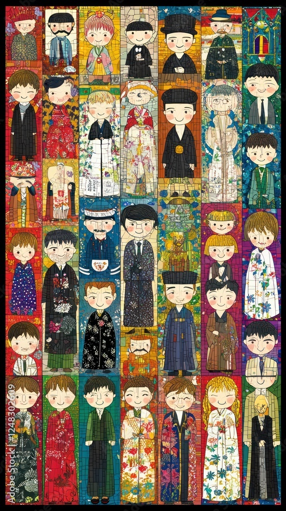 Fototapeta premium Colorful portraits of people in various costumes. Possible use Print, decorative art