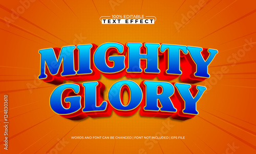 mighty glory editable text effect with a hero and power text style