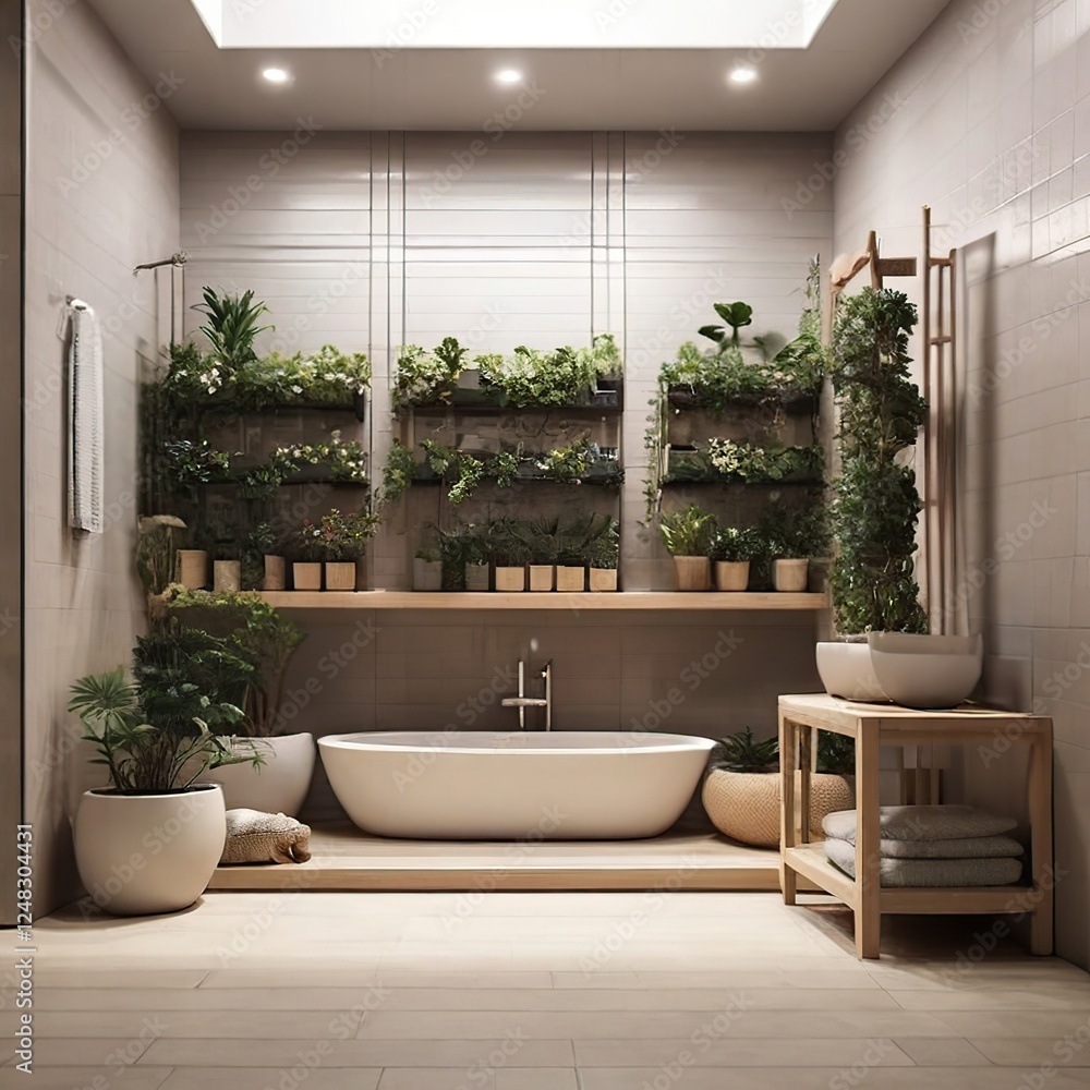 Fototapeta premium modern bathroom interior with bathtub