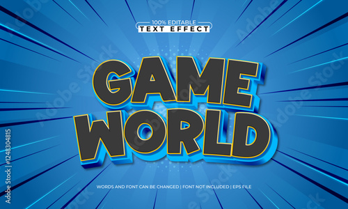 game world editable text effect with a play and kids text style