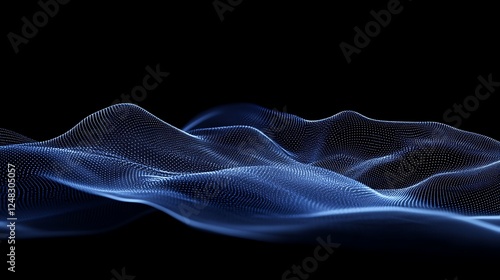 Abstract Blue Waves in Digital Landscape