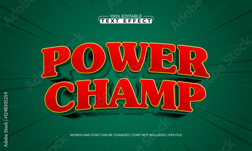 power champ editable text effect with a hero and power text style