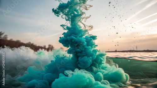 Ethereal ink diffusion creates mesmerizing underwater scene with vibrant colors