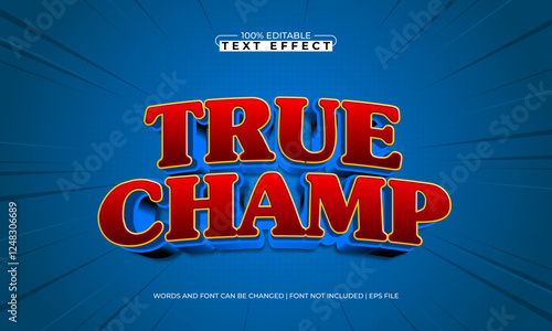true champ editable text effect with a hero and power text style