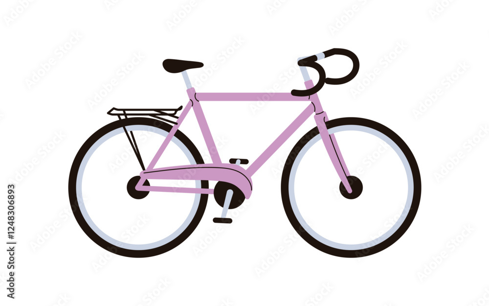 Fototapeta premium Road bicycle. Bike, urban eco-friendly transport with wheels, handlebar and pedals. Sport vehicle. Modern city cycle, side view. Flat graphic vector illustration isolated on white background