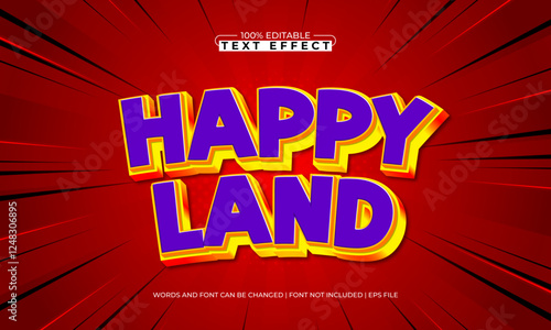 happy land editable text effect with a play and kids text style