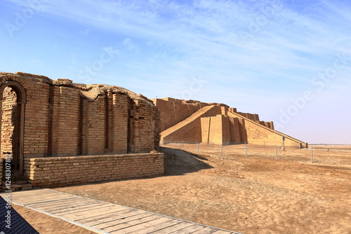 restored ziggurat in ancient Ur, sumerian temple, Iraq