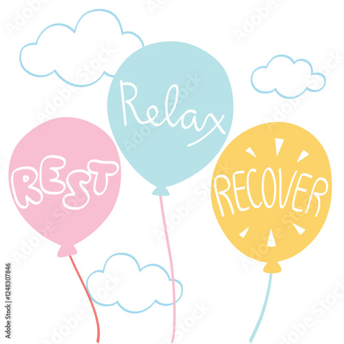 Rest relax recover on cloud background - hand drawn