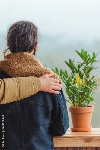 A friend giving a comforting pat on the back during a tough moment. The gesture expresses support, Generative AI