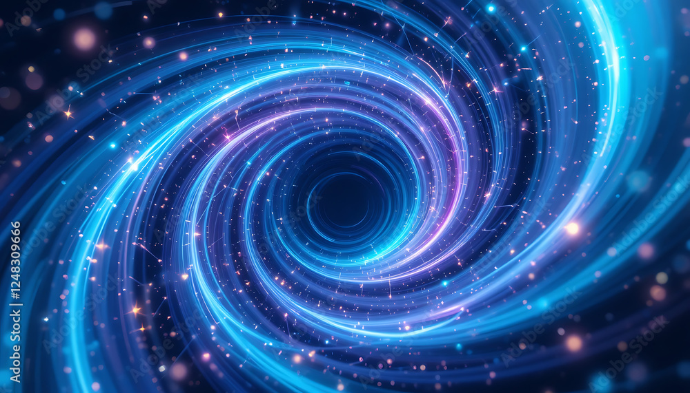 Abstract shimmering spinning vortex style background in blue,purple, and aqua gradient, twisted, , maintains golden ratio, burning and glowing stars, depicting quantum physics, Abstract shimmering spinning vortex style background in blue,purple, and aqua gradient, twisted, , maintains golden ratio, burning and glowing stars, depicting quantum physics,