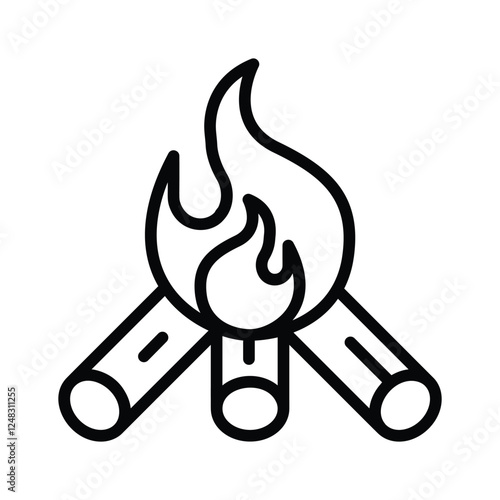 A blazing campfire representing camping, warmth, and outdoor fun.