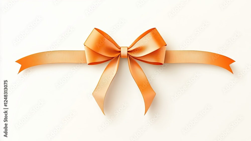 Elegant orange ribbon bow on a light background, perfect for gift wrapping and decoration Elegant orange ribbon bow on a light background, perfect for gift wrapping and decoration