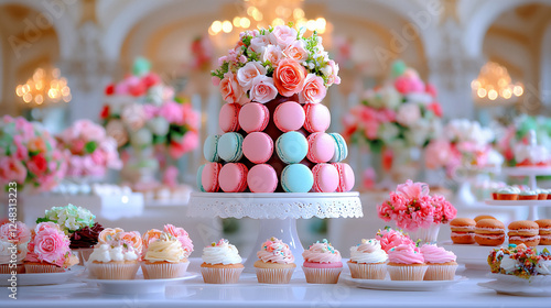 Wallpaper Mural  gourmet dessert table with macarons Torontodigital.ca
