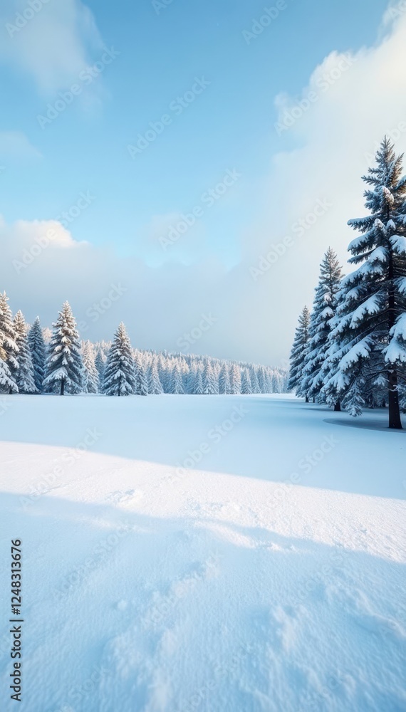 Blank winter scene, expansive snowy field, copy space available, winter, open, tranquil Blank winter scene, expansive snowy field, copy space available, winter, open, tranquil