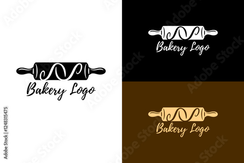 rolling pin with wavy patterns, typography, bakery, restaurant logo, bread, flour, wheat, food blogger, food cart, food truck, healthy, hygiene, fine dining, luxury dining, vector, logo, abstract