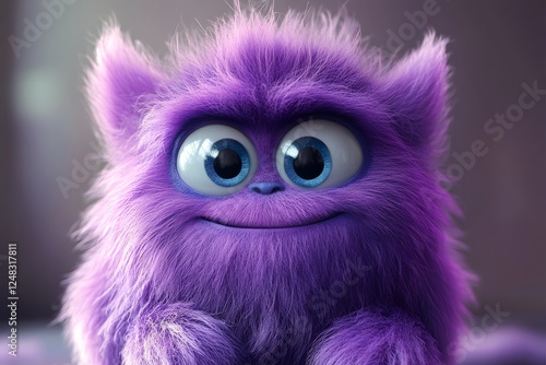 Vivacious Violet Furry Monster - 3D Cartoon Character