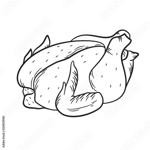 Whole chicken illustration Hand drawing suitable For restaurant menu, flyer, food packaging