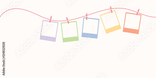 Retro picture frames hanging vector template background