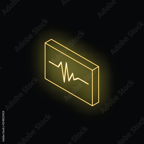 Neon yellow electrocardiogram showing vital signs on black background