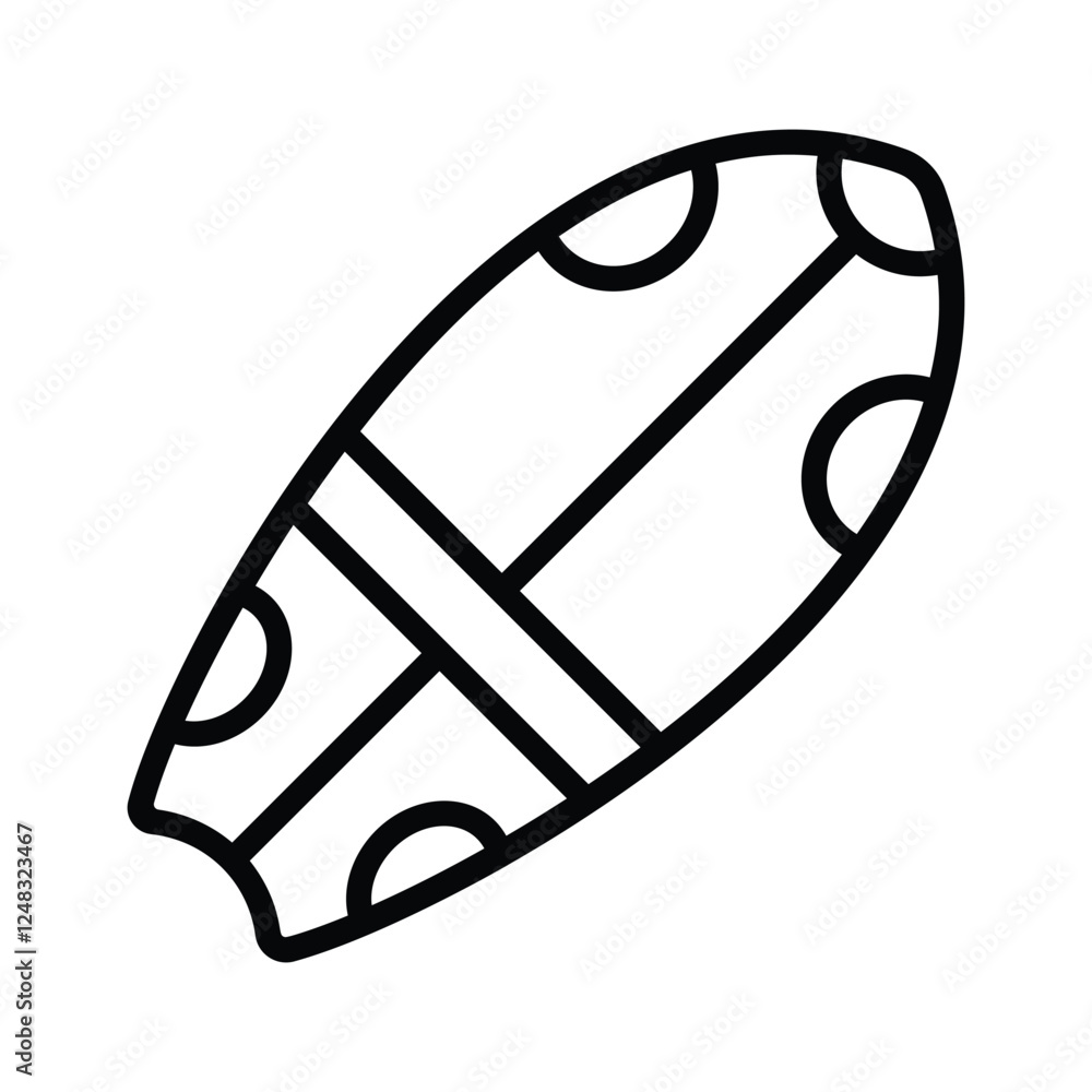 A surfboard vector symbolizing water sports, fun, and ocean activities