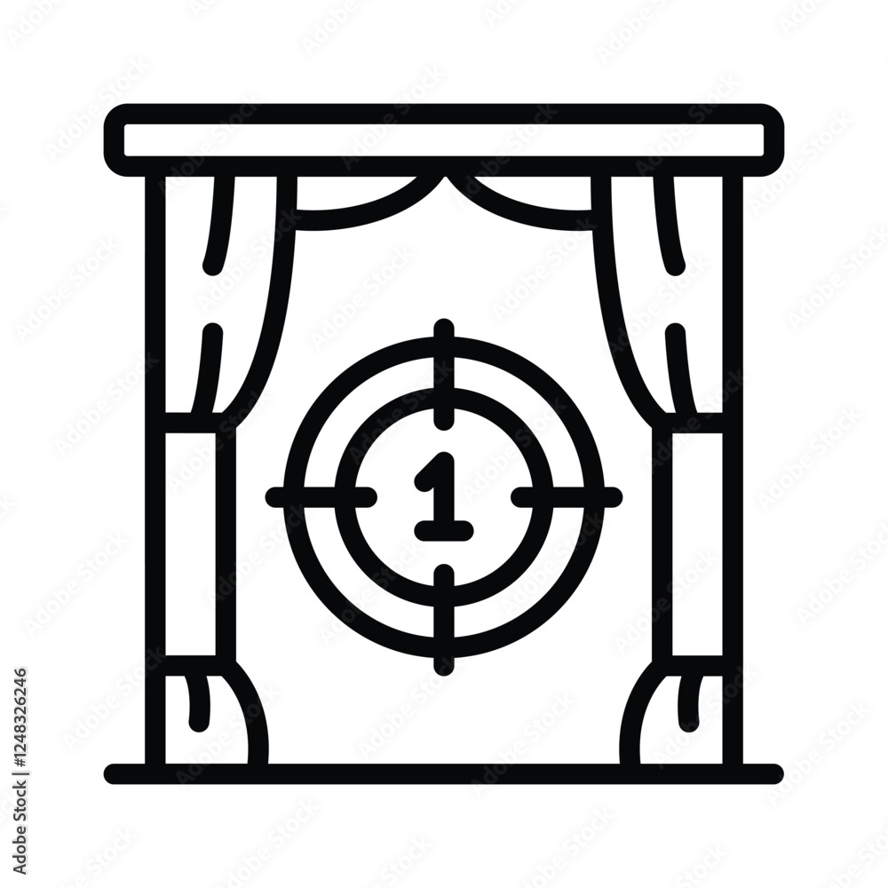 Countdown on screen icon in cinema and theater hall Countdown on screen icon in cinema and theater hall