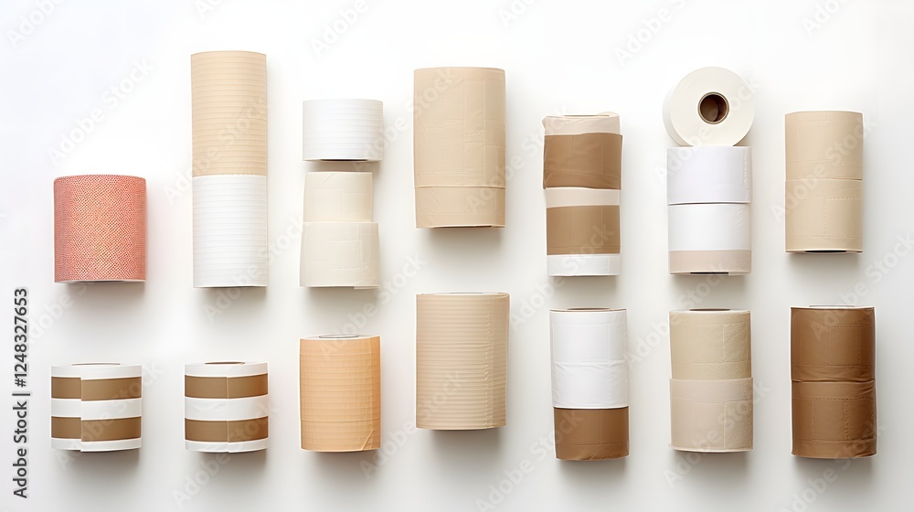Naklejka premium Carefully arranged medical bandages adhesive tapes and first aid supplies displayed on a pristine white background showcasing their utility and purpose in a clean minimalist setting