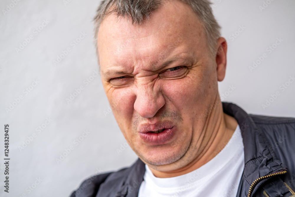 the face of an angry person dissatisfied with life and everything that happens the face of an angry person dissatisfied with life and everything that happens
