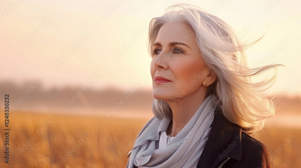 Sophisticated Woman With Hair In Soft Glow Sophisticated Woman With Hair In Soft Glow