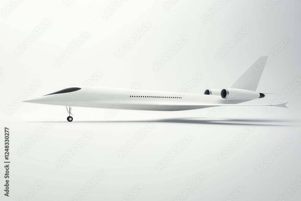 Futuristic white airplane on white background Futuristic white airplane on white background