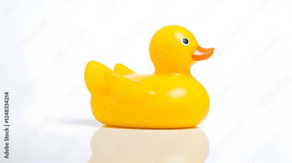 Sleek and shiny rubber duck with a smooth reflective surface placed on a bright white background This minimalist Sleek and shiny rubber duck with a smooth reflective surface placed on a bright white background This minimalist
